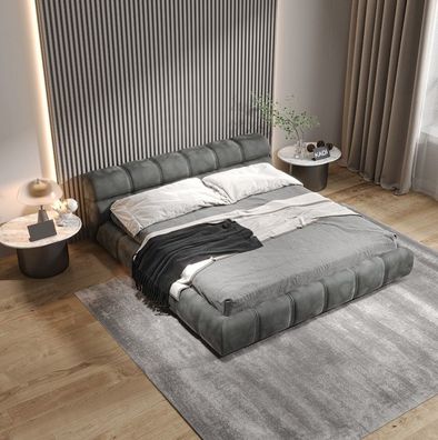 Niedriges Graues Schlafzimmer Bett Designer Doppelbett Moderner Stil