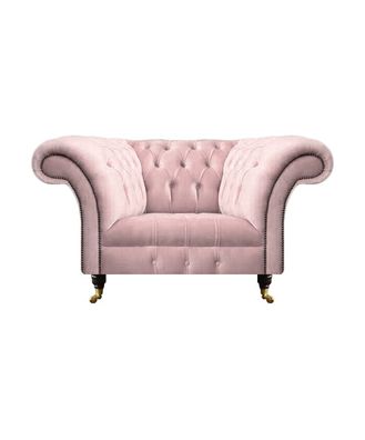 Rosa Luxus Sessel Moderne Polstersessel Chesterfield Stoff Textil Wohnzimmer