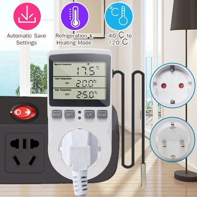 Digital Steckdosenthermostat Thermostat Steckdose EU Stecker Temperaturschalter