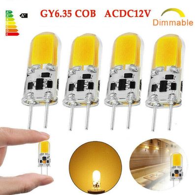 4PCS GY6.35 2W LED COB Lampe Stiftsockel Birne Dimmbar Warmweiß AC-DC12V
