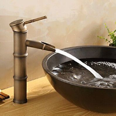 Wasserhahn Waschtischarmatur Wasschbecken Einhandmischer Bambus Retro Faucet Tap