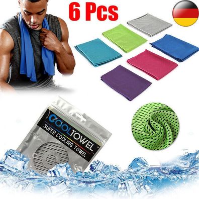 6 STK Kuehlendes Handtuch Cool Towel Sporthandtuch Sofort Kaltes Fitnesshandtuch
