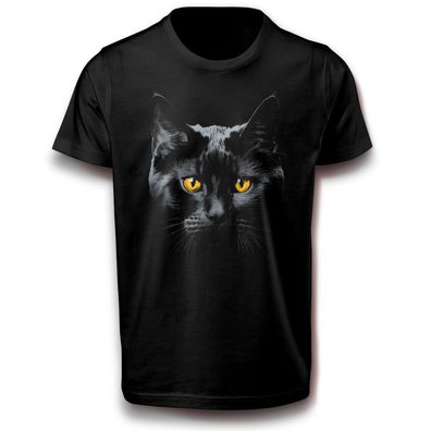 Hauskatze Haustier Katze Mietze porträt Meme Kater Cat mit Gelben Augen Tier T-Shirt