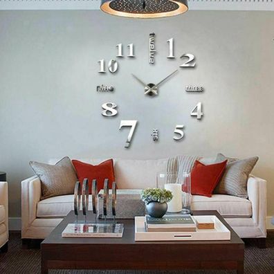 Moderne 3D DIY Wanduhr, Große Wand Aufkleber Uhr, acryl Spiegel Wanduhr Decor