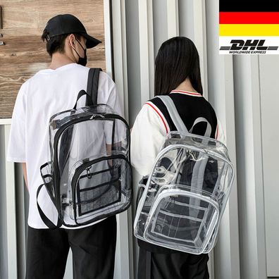 Large Transparente Taschen Durchsichtiger PVC-Rucksack Reiseschultasche Rucksack