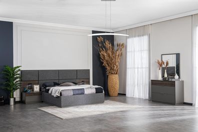 Schlafzimmer Bett 2x Nachttische Kommode Spiegel Luxus Design Möbel 5tlg.