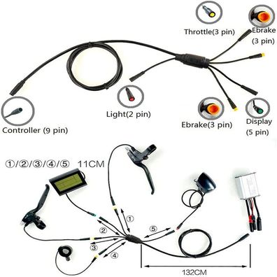 Elektrofahrrad E-bike Integration Cable Wasserdicht 1-5 fur KT Controller