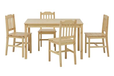 Essgruppe Kiefer massiv Natur lackiert 1 Tisch 4 Stühle