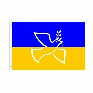 Peace Fahne Flagge Ukraine mit Friedenstaube Frieden Hissflagge 90x150 cm Große