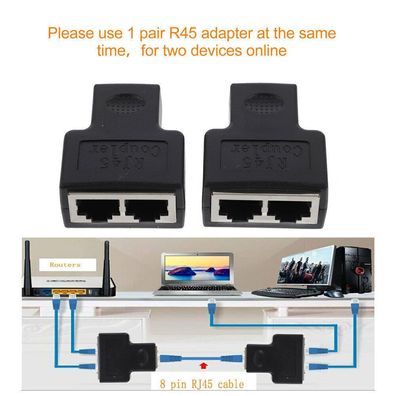 2er RJ45 Splitter-Anschluesse Verteiler Netzwerk PCB LAN Ethernet Kabel DualPortâ€?
