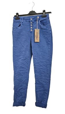 Melly & Co Hose Stretch Jeans Knöpfe 8097-12 Stretch Royalblau Gr. S - XXL