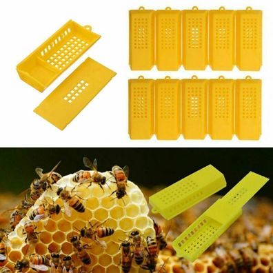 10x Kunststoff Bienenkönigin Bee Beekeeping Catcher Käfig Imker Imkerei Gelb DE