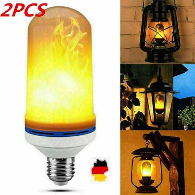 2X LED Fackel Feuer Lampe Flammen E27 5W 3-Modes Effekt Gluehbirne Flacker Birne