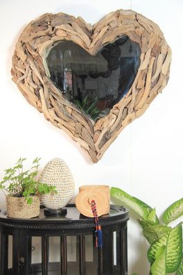 Spiegel Heart 90 x 90 cm aus Holz