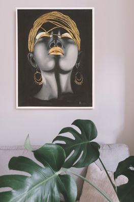 Wandbild African Lady 70 x 90 cm Acrylfarbe aus Leinwand