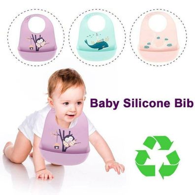 3er Pack Baby Lätzchen Silikon Wasserdichte, Silikon-lätzchen Babylätzchen