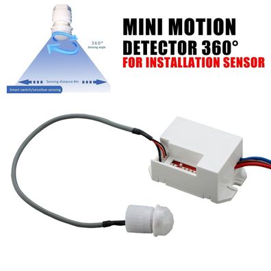 Mini Bewegungsmelder Einbau Infrarot Sensor Schalter lampe 360Â° PIR Unterputz