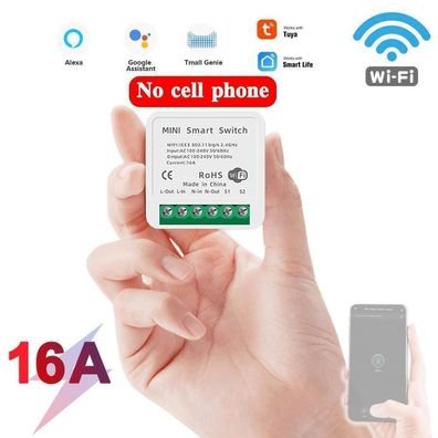 16A MINI Wifi Smart Switch Timer Wireless Switches w/ Tuya Alexa Home Neu 2024