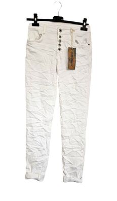 Melly & Co Hose Stretch Jeans Knöpfe 8097-2 Stretch Weiß Gr. S - L