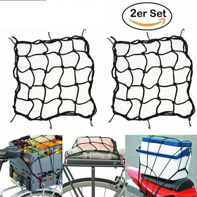 2x Fahrrad Gepäck Cargo Net Gepäcknetz Motorrad-Gepäcknetz + 6 Haken 40 * 40cm =