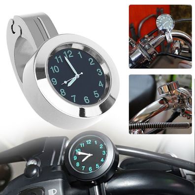 7/8'' Chrom Motorrad Uhr Uhren Clock Wasserdicht fur Motorrad Lenkeruhr Fahrrad-