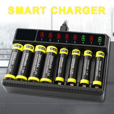 Universal Akku Batterie Aufladegerät Ladegerät fur 8 AA AAA Schnelladegerät DE