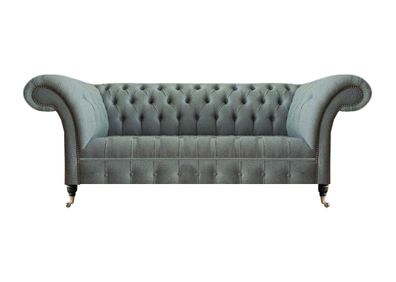 Wohnzimmer Luxus Sofa Einrichtung Chesterfield Grau Textil Dreisitze Couch