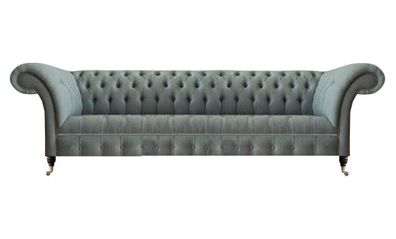 Modern Grau Chesterfield Viersitzer Sofa Couch Einrichtung Wohnzimmer