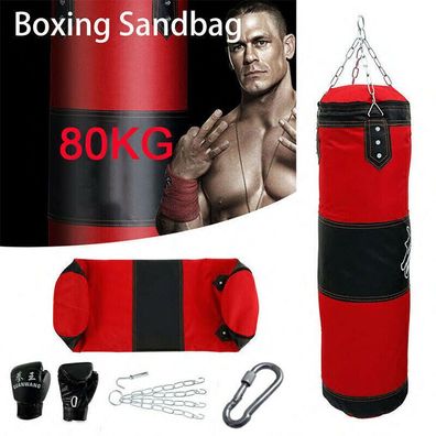 Hohle Boxsack Gefuellt 80kg Boxhandschuhen Sandsack MMA Erwachsene Punching Bag X