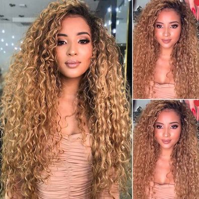 Damen Langhaarperuecke Peruecke Wie-Echthaar Afro Gewellt Haar Volle Peruecken Wig