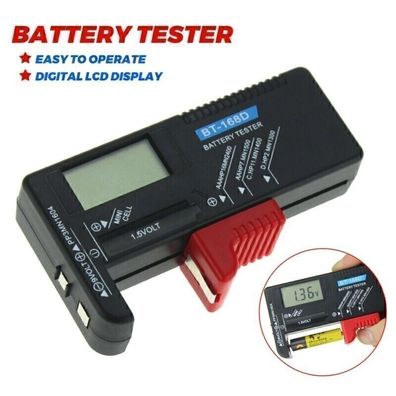 BT168D Batterietester Akku Tester Pruefgerät Knopfzellen Tester fur AA/ AAA/ C/ D