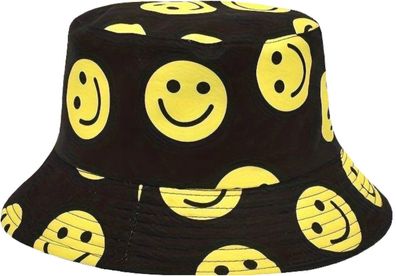 Smiley Schwarze Hut - Kulitger Hüte Fischerhüte Sonnenhüte Eimerhüte Bucket Hats