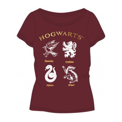 Kurzärmeliges T-Shirt Mädchen - "Hogwarts Häuser Symbole" aus Harry Potter | Größe...