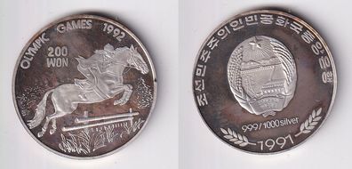 200 Won Silber Münze Korea Olympiade 1992 Reiter 1991 (151683)