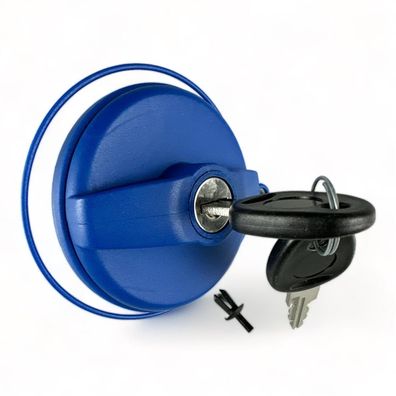 Blauer Tankdeckel mit Zylinder und Schlüssel für Frischwasser Trinkwasser im Wohnw...