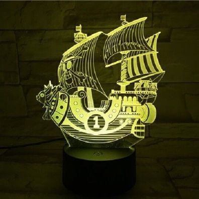 ONE PIECE Thousand SUNNY 3D LED Tischlampe Nachtlicht Leselampe Geschenk 7Farbe