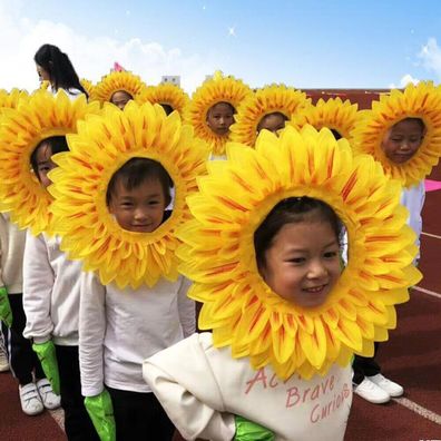 Kinder Sonnenblumen Kopfbedeckungen Kopfbedeckungen Hut Party Kids Prop Kostuem .