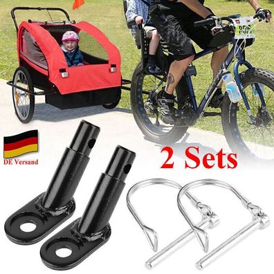 2x Fahrrad Anhängerkupplung mit Sicherungsstift Kinderwagen Kupplung Adapter DE