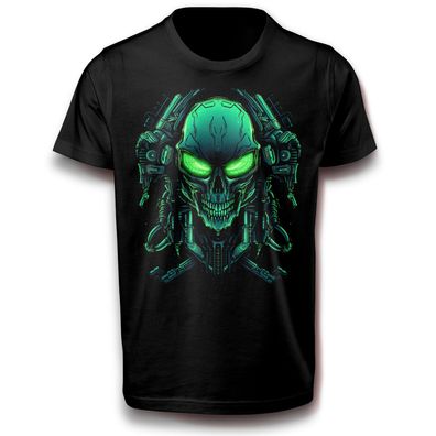 Alien Kopf Cyberpunk Weltraumfantasie Science Fiction Mecha T-Shirt Baumwolle