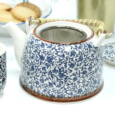 Teekannen-Set "Pattern" Blau Keramik