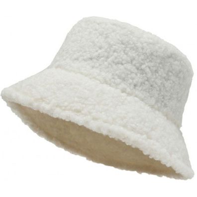 Weiße Lammwolle Hut - Frauen Teddy Fell Hüte Fischerhüte Eimerhüte Bucket Hats