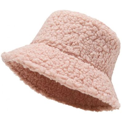 Rosa Lammwolle Hut - Frauen Teddy Fell Hüte Fischerhüte Eimerhüte Bucket Hats