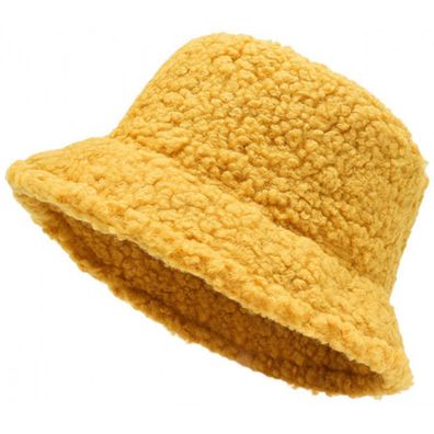 Gelbe Lammwolle Hut - Frauen Teddy Fell Hüte Fischerhüte Eimerhüte Bucket Hats