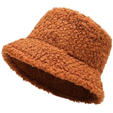 Orange Lammwolle Hut - Frauen Teddy Fell Hüte Fischerhüte Eimerhüte Bucket Hats