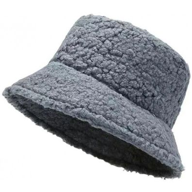 Graue Lammwolle Hut - Frauen Teddy Fell Hüte Fischerhüte Eimerhüte Bucket Hats