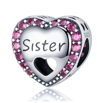 Charms Anhänger Charm kompatibel für Pandora 925 Sterling Silber Herz Sister
