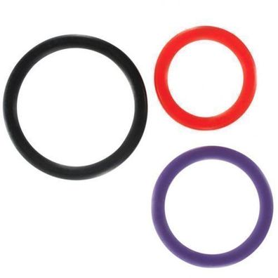 Set aus 3 farbigen Silikon-Penisringen