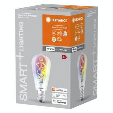 Ledvance - SMART+ Klassische Edison E27 ST64 4.5W RGBW Wi-Fi