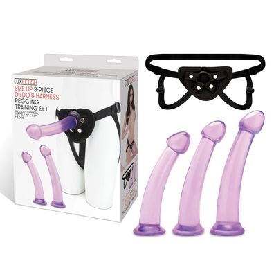 LUX FETISH Size Up 3 - Piece Dildo and Harness Peg