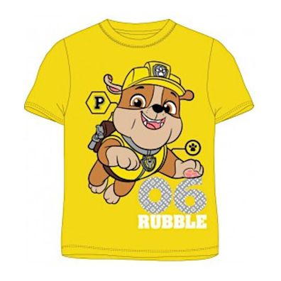 PAW Patrol '06 Rubble' Kurzarm T-Shirt für Jungen | Gelb | Größen 104-134
